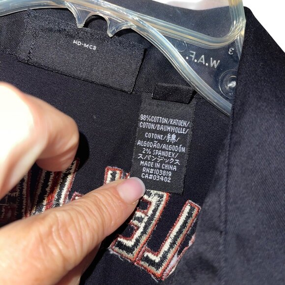 Harley Davidson Womens Shirt Size Large Black Zip Front Collared Casual - Picture 6 of 8